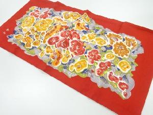 作家物　型染花模様卓布